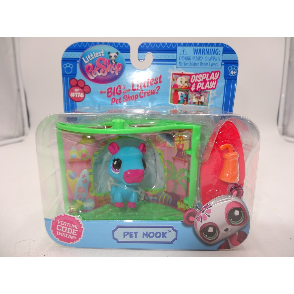 Littlest Pet Shop G7 #176 Pet Nook Surf Shack Hippo Blue Capybara Figure Set New